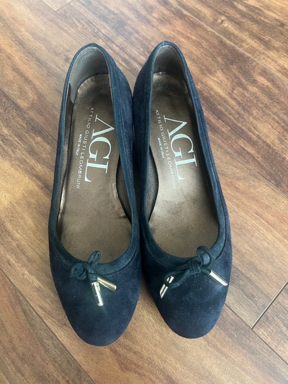 AGL Navy Suede Low Heel with Tassel Aglets